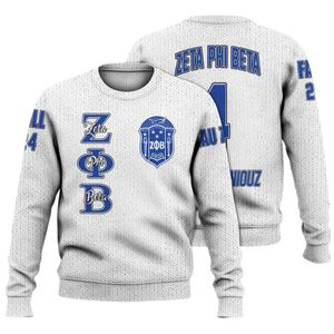 Zeta Phi Beta 1920 bleu blanc pull en tricot ZPhiB sororité Chenille broderie vie grecque divine neuf vêtements de qualité supérieure - Product Image 3