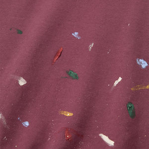 Sudadera con capucha de algodón 100% con cuello redondo y cremallera, Jersey vintage rojo salpicado de pintura de estilo callejero con logotipo personalizado - Product Image 5