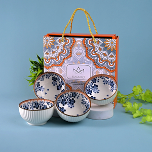 Juego de 4 Tazones de Porcelana con Diseño Floral y Relieve, Vajilla de Cerámica Fina, Mercado Mayorista al Mejor Precio - Product Image 1