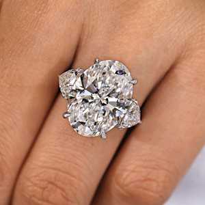 Anillo de Diamante CVD Cultivado en Laboratorio de 5.00 Quilates, Corte Ovalado, con Diamantes en Forma de Pera Laterales, Oro Sólido de 14K, Anillos de Compromiso y Boda, Certificado IGI - Product Image 5