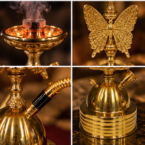 Cachimba de Mesa de Latón Macizo con Formas de Animales, Pipa de Shisha Decorativa de Lujo con Bandeja Ornamentada y Diseño de Animales Esculpidos - Product Image 4