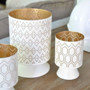 Support de Bougie Votive en Métal Argenté Imprimé en Letterpress, Taille Personnalisée, Fait Main, Décoration d'Intérieur Moderne et Luxueuse, Vente Chaude - Product Image 1