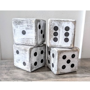 Gros dés en bois rustique fait à la main à pois gravés pour jeux de pelouse dés de cour en plein air matrice de jeu en bois naturel - Product Image 6