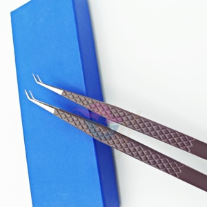 Pince à épiler durable en acier inoxydable de couleur brune de marque privée pince à épiler à 45 degrés à longue isolation SS pour boîte d'emballage d'isolement - Product Image 5