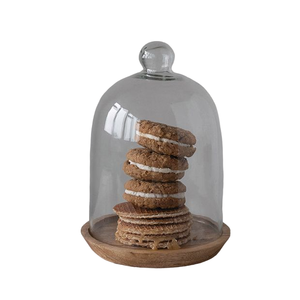 Dôme à dessert rond en bois et en verre de grande qualité pour les mariages, les événements et les hôtels de table Serveur de nourriture Design élégant - Product Image 1