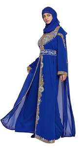 Vestido Largo Kaftan Farshad de Dubái para Mujer, Mangas Largas, Crepé, Modesto, ODM, Étnico, para Novia, Fiesta, Boda - Product Image 5