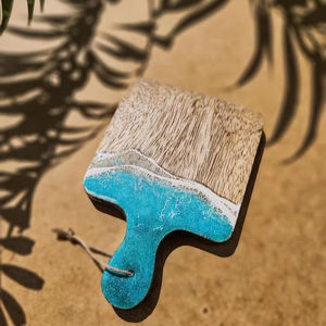 Posavasos de epoxi estéticos con borde de madera, esteras artísticas hechas a mano para bebidas, posavasos de piedra con acabado de gama alta - Product Image 1