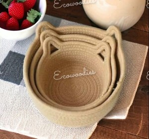 Cute Cotton Rope <b>Storage</b> <b>Basket</b> Multipurpose Woven Sets for Baby's <b>Toys</b> Sundries Small Home Organizing Box Kids Living Room Use - Product Image 6