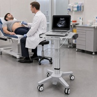 Chariot médical à ultrasons portable, support en alliage d'aluminium réglable en hauteur avec 4 roues silencieuses