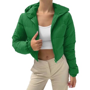 Manteau d'hiver à fermeture éclair de couleur unie avec col haut manches longues décontracté épais cardigan veste toile tissu pour usage extérieur intérieur - Product Image 1