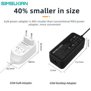 Адаптер питания, 24 В, 2,5 А, 12 В, GaN <span class=keywords><strong>dc</strong></span> jack, 15 В, 3 А, 12 В, 5 А, 65 Вт, 60 Вт - Product Image 3