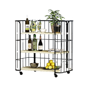 Chariots de bar décoratifs en métal en laiton AK 2 niveaux verre argent fini avec chariot de bar de style luxe pour le service d'hôtel/accessoires de bar - Product Image 2