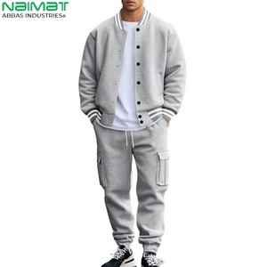 Conjuntos de entrenamiento sueltos para hombre Chaqueta de béisbol con cuello levantado de invierno con pantalones de punto transpirables Estilo informal - Product Image 6