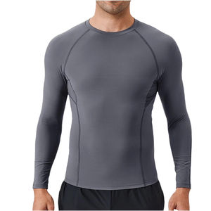 Nouveau design, meilleure qualité, rashguard de sport, t-shirt de compression pour la salle de sport, couleur contrastée, manches longues, spandex/polyester, rashguard pour homme - Product Image 6