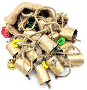 Vintage Rustic Gold Metal Christmas Bell With Custom Logo New <b>Home</b> Decorative Hanging Jingle on Rope <b>Sale</b> Christmas Gifts Item - Product Image 4