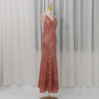 Nouvelle Robe Longue Vintage Été 2026 pour Femme, Imprimé Flamme Rouge et Marron, en Satin, Col Halter, Dos Nu, Robe de Soirée Tricotée pour Fête