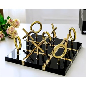 Accesorio ejecutivo moderno Juego de mesa Golden XO Juego de regalo de negocios Venta al por mayor Juego de mesa decorativo de metal dorado Tic Tac Toe - Product Image 6