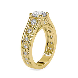 Banda gruesa de moda para mujer delicadamente hecha 14K oro amarillo 1.43CTW Ajuste de canal de diamante anillo de compromiso plateado - Product Image 2