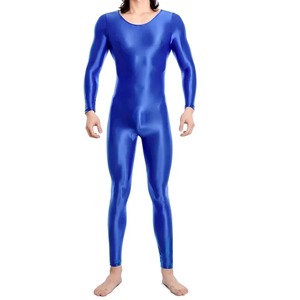 Body à manches longues sexy pour hommes, combinaison une pièce, combinaison de lutte, barboteuses extensibles, justaucorps complet transparent et brillant à l'huile - Product Image 5