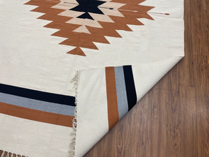 Alfombra Kilim blanca de lana tejida a mano para sala de estar Alfombra de área grande para dormitorio Alfombra de tamaño personalizado Navajo - Product Image 5