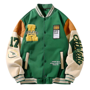 Blouson Bomber en Cuir Chenille pour Homme, Respirant, Fermeture Éclair, Lavable en Machine, Style Décontracté Urbain pour Automne Hiver - Product Image 1