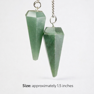 Cristaux de pendule d'amour en aventurine verte polie en vrac, chaîne en argent, pierre de guérison naturelle, Reiki, radiesthésie, méditation, équilibre énergétique - Product Image 3
