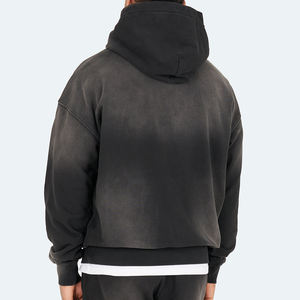 Sweat à capuche vintage pour homme en coton lourd délavé au soleil, de haute qualité, personnalisé par OEM, avec un motif 3D en relief - Product Image 5