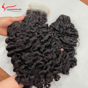 Pelo de trama rizado peludo 100% extensiones de cabello humano vietnamita crudo de buena calidad con precio de fábrica color natural - Product Image 4