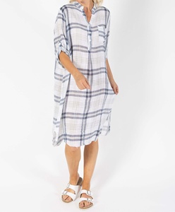Women's Geometric 100% Cotton A-Line <b>Dress</b> Knee-Length <b>Loose</b> V-Neck Full Sleeve Casual Summer Breathable Eco-Friendly <b>Dress</b> - Product Image 1
