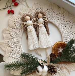 Blanc Sublimation macramé ailes d'ange Boho décor à la maison tissé à la main bohème tenture murale salon - Product Image 2