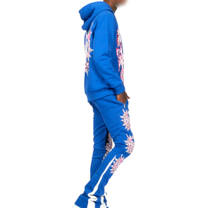 2025 personalizado hombres 100% algodón calidad Premium gimnasio conjunto transpirable de talla grande chaqueta con capucha pantalones invierno Jogger impreso chándales - Product Image 2