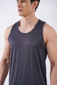 Camiseta sin Mangas para Hombre, Color Gris Oscuro, Cuello Redondo, Tejida, Color Sólido, Transpirable, Informal, para Entrenamiento, Gimnasio, Uso Diario - Product Image 5