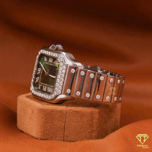 Solo bisel de lujo busto personalizado Hip Hop reloj de pulsera esfera verde romana calidad superior reloj mecánico de diamantes cultivados en laboratorio - Product Image 5
