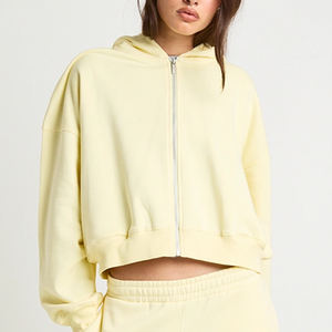 Haut à capuche pour femme avec design élégant et de haute qualité, tissu doux, prix avantageux pour les acheteurs en gros, survêtement court 2026 avec fermeture éclair - Product Image 2