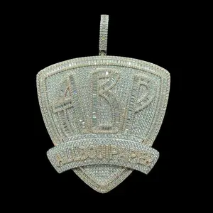 All Bout Paper BIG Luxury Baguette et Round Moissanite Diamond ABP Iced Out Pendant pour Unisex Hip Hop Fashion - Product Image 1