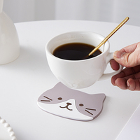 Sous-verre en silicone en forme de chat de dessin animé, accessoires de cuisine, tapis, tasse, mug, résistant à la chaleur, animal, café, boisson