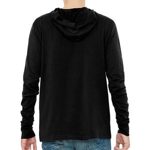 Bella Canvas Mens Jersey <b>Long</b> <b>Sleeve</b> Hooded <b>T</b>-<b>Shirt</b> Hoodie <b>Black</b> - Product Image 2