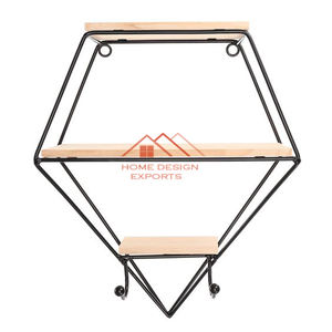 Étagères murales circulaires en fer AMde main étagères murales en bois massif rétro étagère de rangement multifonctionnelle pour la maison créative - Product Image 5