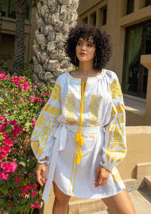 Vestido Mini de Manga Larga Tejido Vintage para Mujer, Ecológico y Lavable, Nuevo - Product Image 3