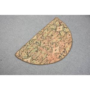 Tapis en laine Patchwork vert beige classique 2.5 X 1.5ft tapis rectangulaires turcs faits à la main pour adolescent vivant en latex pour couloir chambre à coucher - Product Image 4