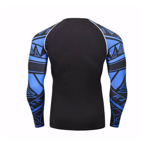 2025 superventas hombres largo gimnasio compresión tejido Atlético Fitness Jogging deporte Top único sólido estampado patrón Digital - Product Image 6