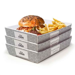 Plateaux en papier personnalisés pour hamburgers et frites F 17x25x5 Cm - Product Image 2