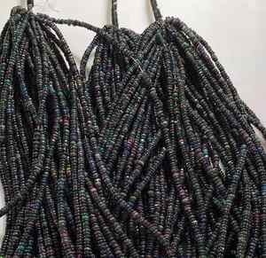 Natural Ethiopian Opal Black Multi-Fire Beaded Stone Jewelry <b>Loose</b> <b>Beads</b> for Necklace Bracelet Earrings - Product Image 2