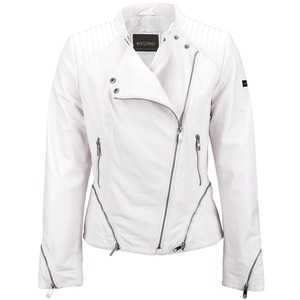 Veste en cuir automne-hiver personnalisée pour femmes avec col tournant solide manches complètes et doublure en satin respirant - Product Image 1