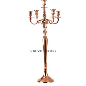 Candelabro de 5 brazos de aluminio fundido de alta calidad pulido brillante de color plateado, decoración de bodas y fiestas - Product Image 6