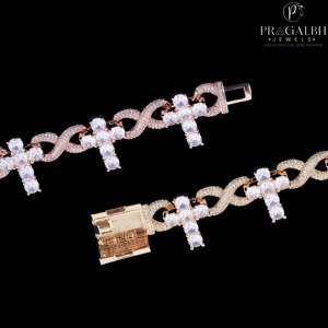 สร้อยคอโซ่ประดับเพชรโมอิส925สเตอร์ลิงเงินสไตล์คิวบาพร้อมจี้ไม้กางเขนเพชรโมอิสซาไนต์แบบบาแก็ต - Product Image 5