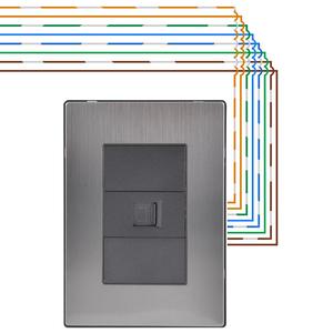 Connecteur Internet avec plaque, MXIFR-004, 4 pièces, prise de données, RJ45 CAT5e, argent/Oxford, acier inoxydable/PC. - Product Image 3
