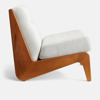Fauteuil d'appoint élégant en bois massif de style mid-century - Mobilier commercial confortable pour restaurant, hôtel, centre commercial et salle de sport