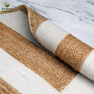 Alfombra de algodón de alta calidad integrada con yute 100% alfombras naturales y hechas a mano con opción personalizable para dormitorio - Product Image 2
