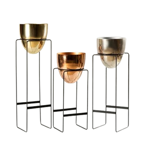 Juego de 3 macetas de alta calidad para decoración del hogar con soporte de diseño moderno, decoración interior de lujo dorada para el hogar, la Oficina y el hotel - Product Image 3